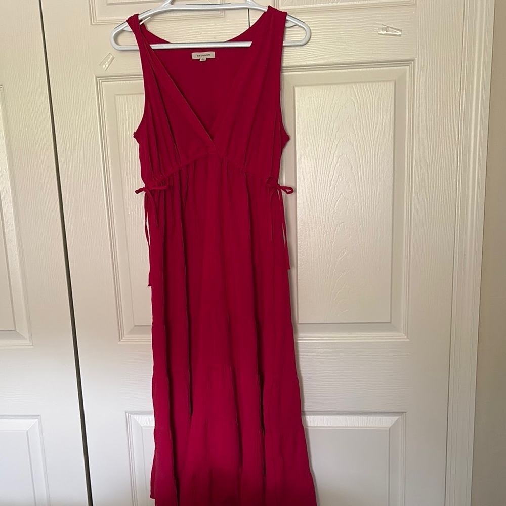 Max Studio Red Sleeveless V-Neck Sundress